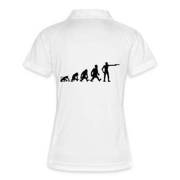 Zeichnen Evolution Spaß Sport Schießen Pistole Hum - Frauen Polo atmungsaktiv - Weiß/Navy - Hinten