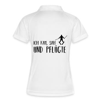 ich kam, sah und pflügte - Frauen Polo atmungsaktiv - Weiß/Navy - Hinten