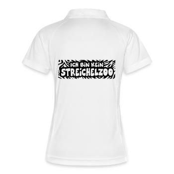 Ich bin kein Streichelzoo - Frauen Polo atmungsaktiv - Weiß/Navy - Hinten