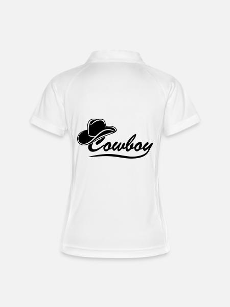 Police de cowboy avec chapeau - Polo respirant Femme - blanc/marine