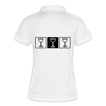 3 Weingläser - Frauen Polo atmungsaktiv - Weiß/Navy - Hinten