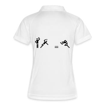 Flunkyball - Frauen Polo atmungsaktiv - Weiß/Navy - Hinten