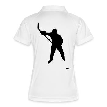 Joueur de hockey sur glace avec palet - Polo respirant Femme - blanc/marine - Dos