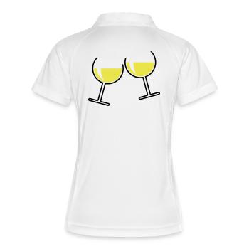 2 Weißweingläser (Weißwein / Wein / Rund Offen 2C) - Frauen Polo atmungsaktiv - Weiß/Navy - Hinten