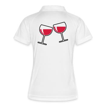 2 Rotweingläser (Rotwein / Wein / Rund Zu / 2C) - Frauen Polo atmungsaktiv - Weiß/Navy - Hinten