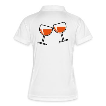 2 Roséweingläser (Roséwein / Wein / Rund Zu / 2C) - Frauen Polo atmungsaktiv - Weiß/Navy - Hinten