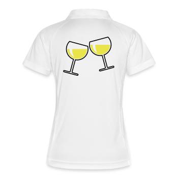 2 Weißweingläser (Weißwein / Wein / Rund Zu / 2C) - Frauen Polo atmungsaktiv - Weiß/Navy - Hinten