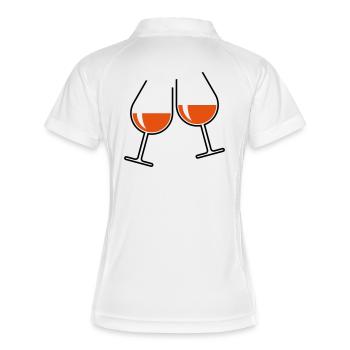 2 Roséweingläser (Roséwein Wein Bauchig Offen 2C) - Frauen Polo atmungsaktiv - Weiß/Navy - Hinten