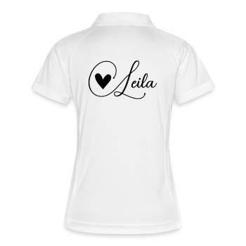 Leila Name mit Herz - Frauen Polo atmungsaktiv - Weiß/Navy - Hinten
