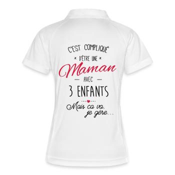 maman on 3 enfants - Polo respirant Femme - blanc/marine - Dos