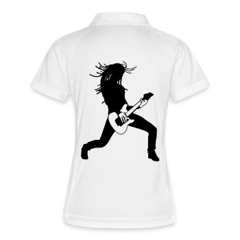 guitar player female de - Frauen Polo atmungsaktiv - Weiß/Navy - Hinten