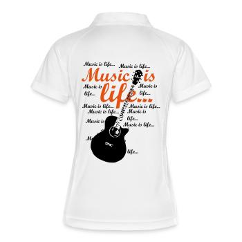Music is life - Frauen Polo atmungsaktiv - Weiß/Navy - Hinten