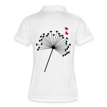 Pusteblume Herzen - Frauen Polo atmungsaktiv - Weiß/Navy - Hinten