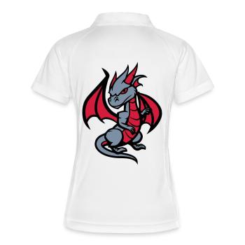 drache comic - Frauen Polo atmungsaktiv - Weiß/Navy - Hinten