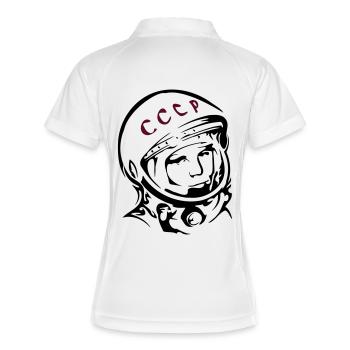 Juri Gagarin - Frauen Polo atmungsaktiv - Weiß/Navy - Hinten