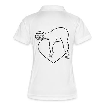 herz liebe faultier entspannen muede chillen haeng - Frauen Polo atmungsaktiv - Weiß/Navy - Hinten