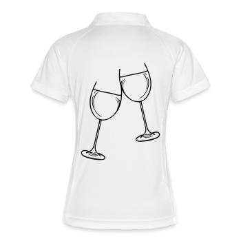 sekt wein glas - Frauen Polo atmungsaktiv - Weiß/Navy - Hinten