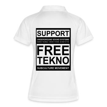 014 support free tekno - Frauen Polo atmungsaktiv - Weiß/Navy - Hinten