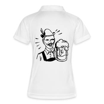 retro guy with beer - Frauen Polo atmungsaktiv - Weiß/Navy - Hinten