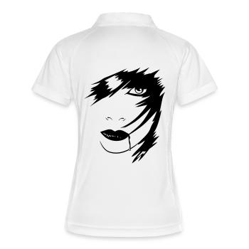 Gothic Girl blut haare - Frauen Polo atmungsaktiv - Weiß/Navy - Hinten