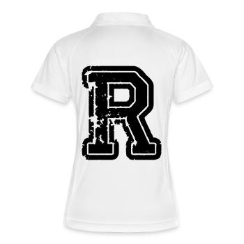 buchstabe_r - Frauen Polo atmungsaktiv - Weiß/Navy - Hinten