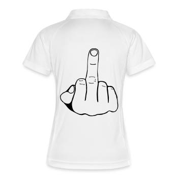 MITTELFINGER - FUCK YOU - STINKEFINGER - Frauen Polo atmungsaktiv - Weiß/Navy - Hinten