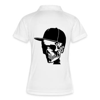 skull with cappy - Frauen Polo atmungsaktiv - Weiß/Navy - Hinten