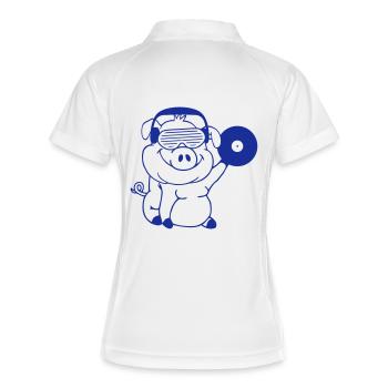 Cochon DJ Enregistrement Sow Piggy - Polo respirant Femme - blanc/marine - Dos