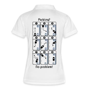 Einparken? Kein Problem! - Frauen Polo atmungsaktiv - Weiß/Navy - Hinten