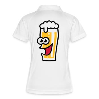 Verre à bière heureux (Bière / Willibecher / Drôle / 3C) - Polo respirant Femme - blanc/marine - Dos