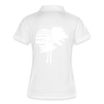 2 palmiers île arbre rayures soleil coucher de soleil - Polo respirant Femme - blanc/marine - Dos