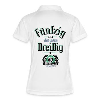 50 ist das neue 30 - Frauen Polo atmungsaktiv - Weiß/Navy - Hinten