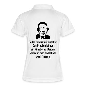 Picasso: Jedes Kind ist ein Künstler. Das Problem - Frauen Polo atmungsaktiv - Weiß/Navy - Hinten
