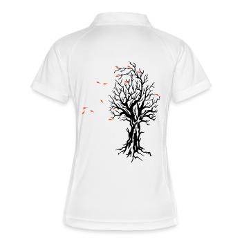 autumn tree Herbst Baum Jahreszeit Wind Laub - Frauen Polo atmungsaktiv - Weiß/Navy - Hinten
