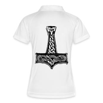 mjolnir - Frauen Polo atmungsaktiv - Weiß/Navy - Hinten
