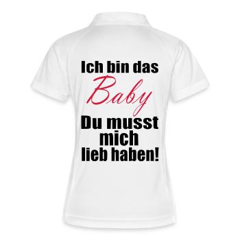 Ich bin das Baby Du musst mich lieb haben Geburt - Frauen Polo atmungsaktiv - Weiß/Navy - Hinten