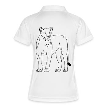 Lion - Löwe - Löwin - Frauen Polo atmungsaktiv - Weiß/Navy - Hinten