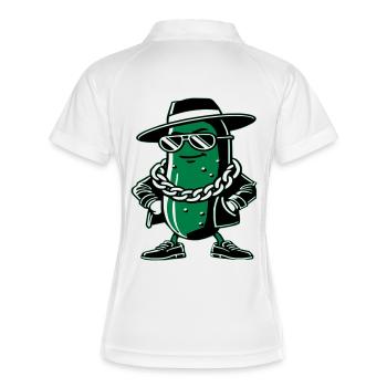 Gangster Gurke - Frauen Polo atmungsaktiv - Weiß/Navy - Hinten