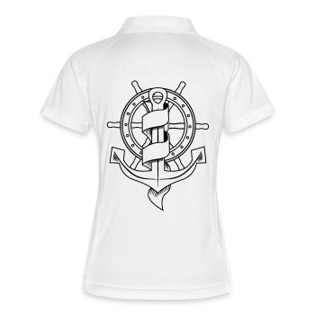 klassic_tattoo_vector - Frauen Polo atmungsaktiv - Weiß/Navy - Hinten