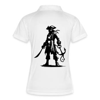 pirat - Frauen Polo atmungsaktiv - Weiß/Navy - Hinten
