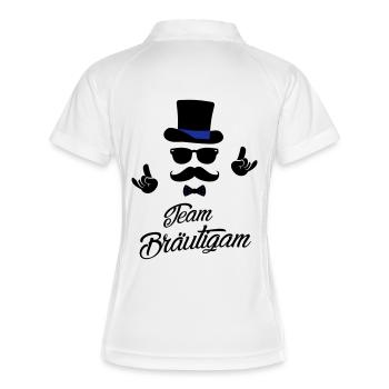 team Groom Bräutigam Polterabend Hochzeit - Frauen Polo atmungsaktiv - Weiß/Navy - Hinten