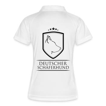 DEUTSCHER SCHÄFERHUND WAPPEN - Frauen Polo atmungsaktiv - Weiß/Navy - Hinten