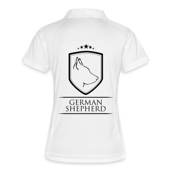 GERMAN SHEPHERD WAPPEN - Frauen Polo atmungsaktiv - Weiß/Navy - Hinten