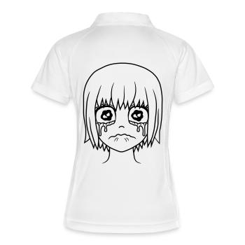 Face à une fille malheureuse et triste - Polo respirant Femme - blanc/marine - Dos