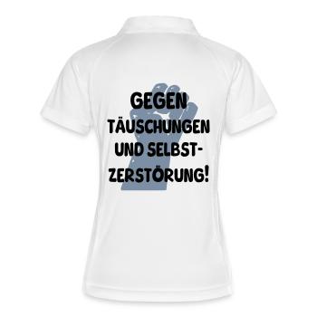 gegen täuschungen - Frauen Polo atmungsaktiv - Weiß/Navy - Hinten