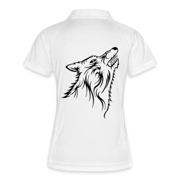 wolf - Frauen Polo atmungsaktiv - Weiß/Navy - Hinten