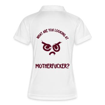 WhatAreYouLookingAt - Frauen Polo atmungsaktiv - Weiß/Navy - Hinten
