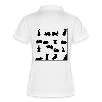 Kaninchen Cube Vektor - Frauen Polo atmungsaktiv - Weiß/Navy - Hinten