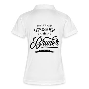 ich werde grosser bruder - Frauen Polo atmungsaktiv - Weiß/Navy - Hinten