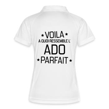 adolescent / enfant / ado / adolescente - Polo respirant Femme - blanc/marine - Dos